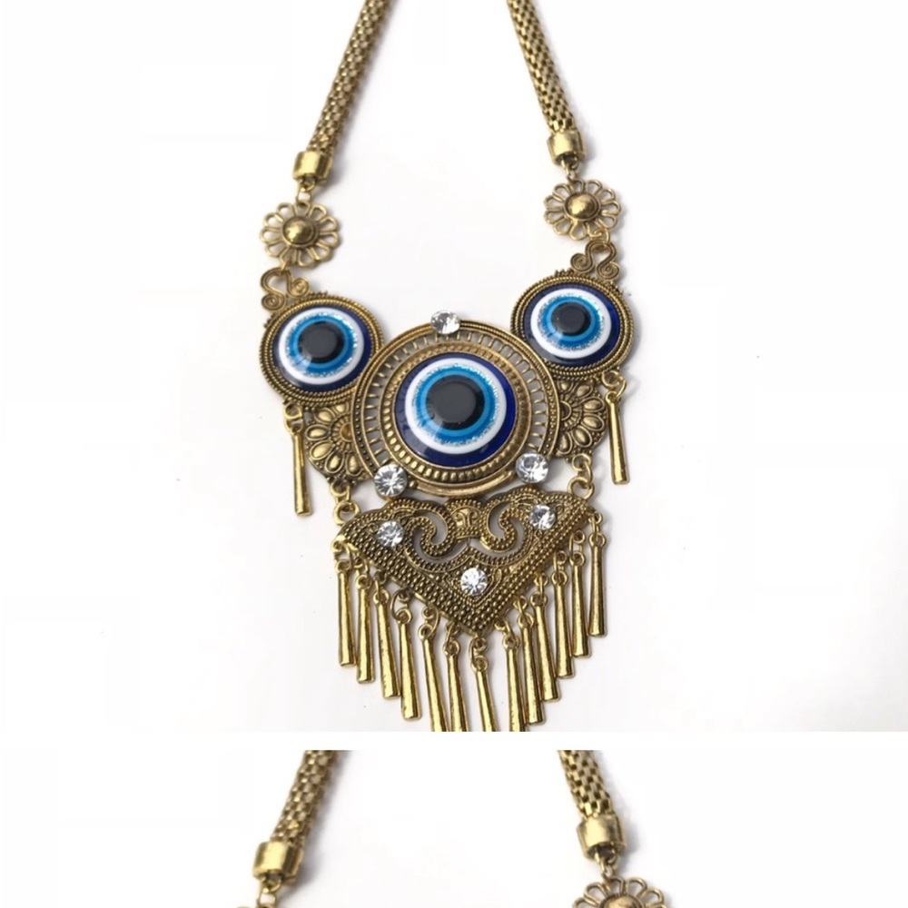 Evil eye statement necklace